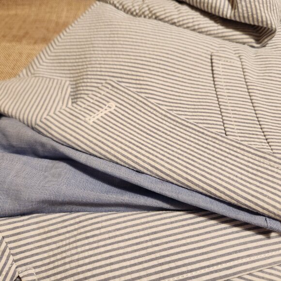 J CREW CREWCUTS THOMPSON Blue Seersucker Stripe Cotton Blazer Jacket Youth 12 - Picture 11 of 16
